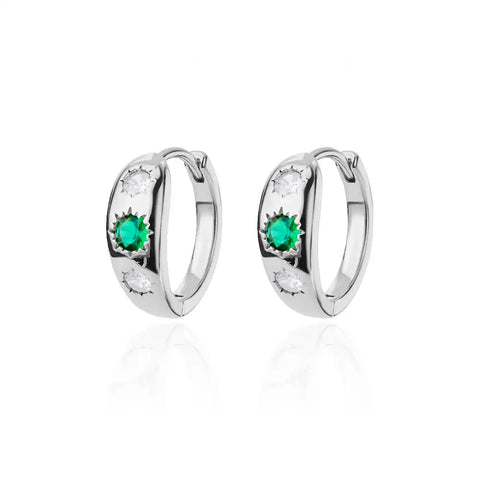 Zircon Round Star Earring for Women - Geometric Stainless Steel Heart Hoop Aesthetic Jewelry Gift