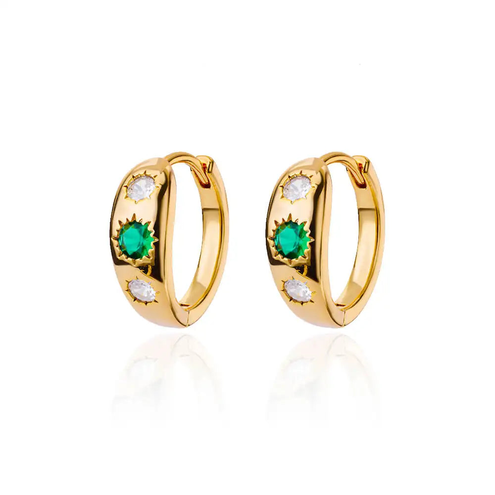 Zircon Round Star Earring for Women - Geometric Stainless Steel Heart Hoop Aesthetic Jewelry Gift