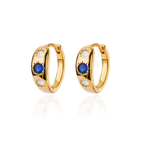 Zircon Round Star Earring for Women - Geometric Stainless Steel Heart Hoop Aesthetic Jewelry Gift
