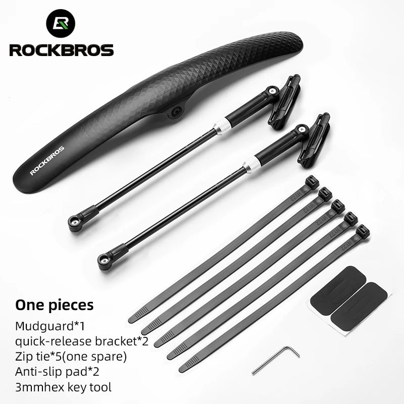 ROCKBROS Adjustable Bike Mudguard - Quick Release PP Plastic Fender for Road Cycling