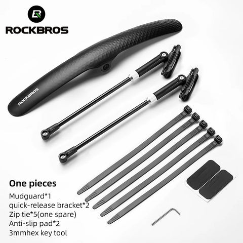 ROCKBROS Adjustable Bike Mudguard - Quick Release PP Plastic Fender for Road Cycling
