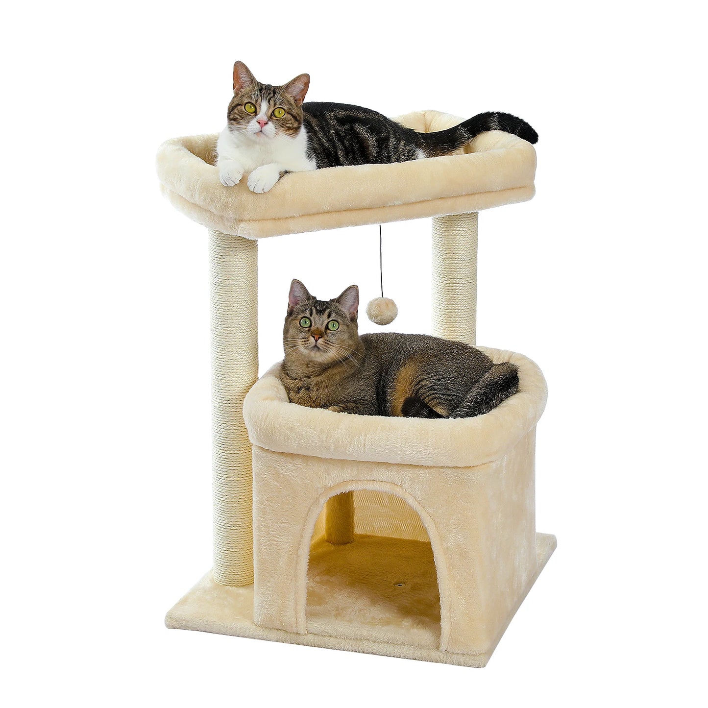 Cozy Cat Tree Tower for Indoor Cats with Double Large Perch and Private Condo