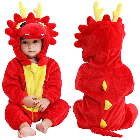 MICHLEY Winter Baby Rompers Hooded Flannel Cosplay