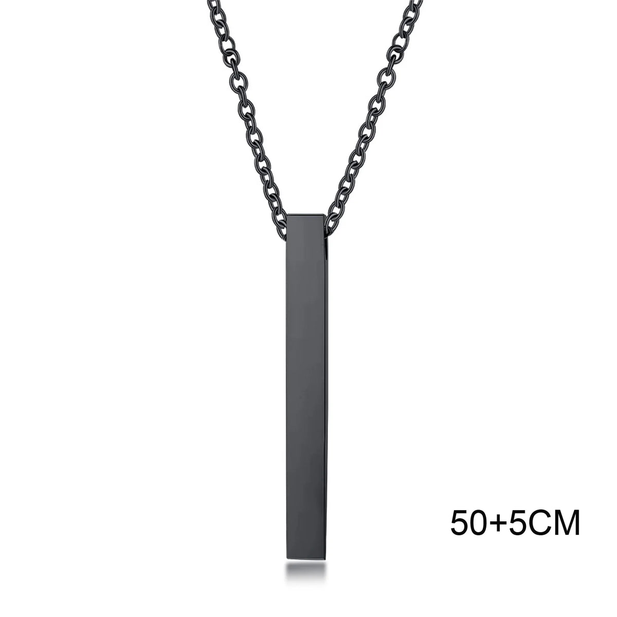 Waterproof Stainless Steel Rectangle Bar Pendant Necklace for Men and Women