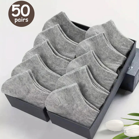 Breathable Deodorant Men's Low Cut Ankle Socks - 10/20/30/40/50 Pairs