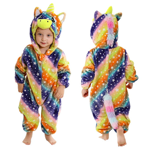 MICHLEY Winter Baby Rompers Hooded Flannel Cosplay