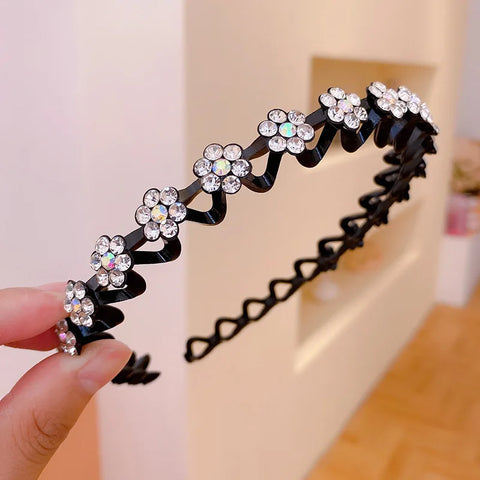 Non-Slip Rhinestone Flower Hairbands - Elegant Pearl Hair Accessories for Women