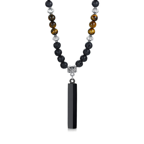Tibetan Buddhist Phurba Kilaya Magic Dagger with Tiger’s Eye Lava Stone Necklace for Men