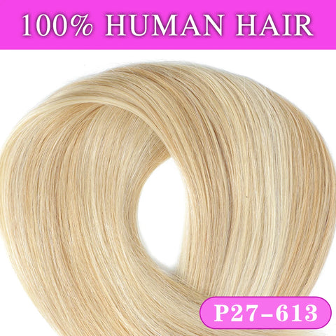 V-Shape Clip In Hair Extensions - 100% Human Hair, 5 Clips, 14-26 Inch
