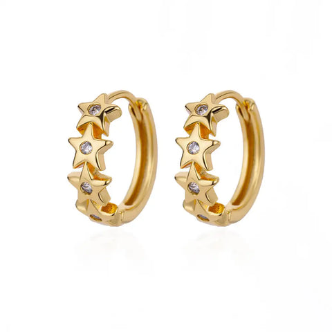 Zircon Starfish Stud Earrings for Women - Gold Stainless Steel Statement Jewelry Gift