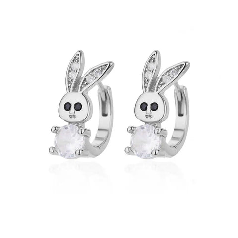 Fashion Rabbit Crystal Hoop Earrings for Women - Animal Jewelry Wedding Gift