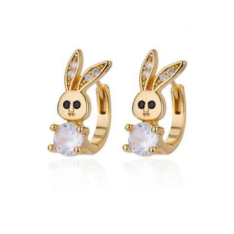 Fashion Rabbit Crystal Hoop Earrings for Women - Animal Jewelry Wedding Gift