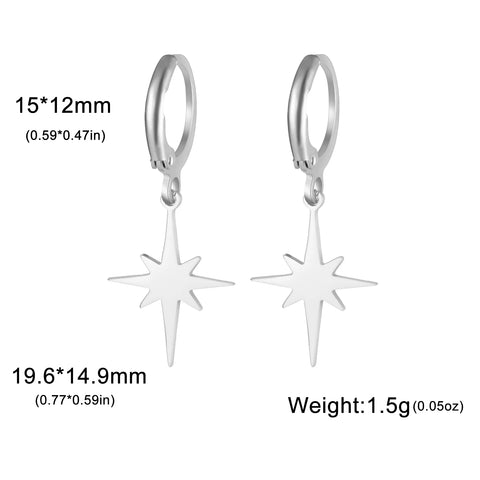 Skyrim Moon Star Drop Earrings – Gold Stainless Steel Hoop Earrings for Women and Girls