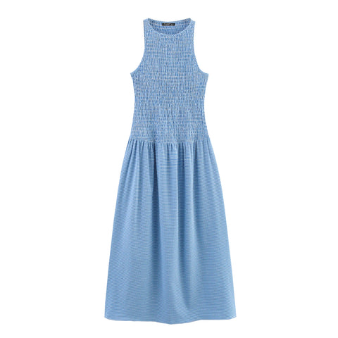 TRAFZA Dames Elegante Geruite Vestjurk