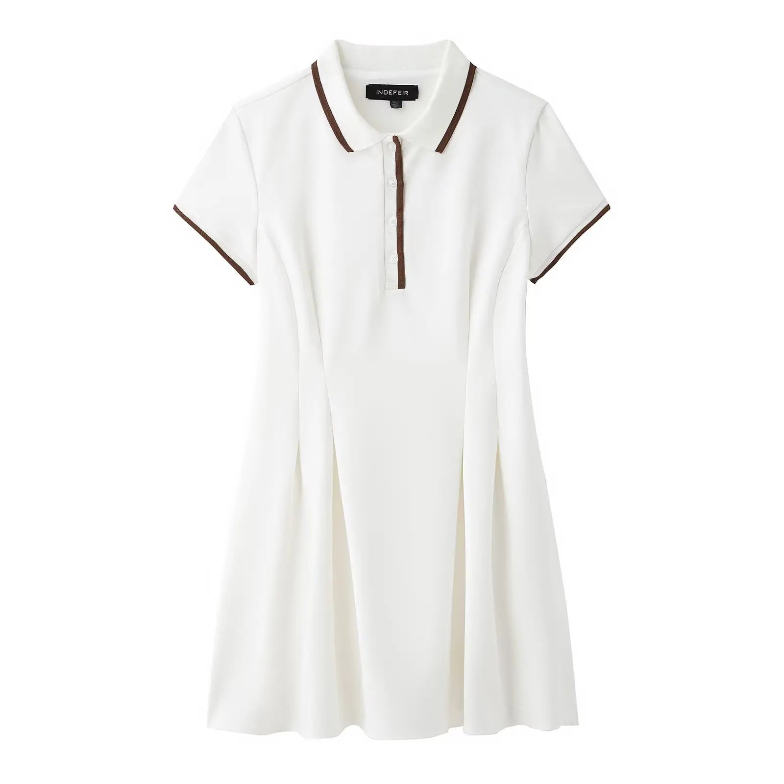 TRAFZA-Women Fashion 2025 Spring Summer Burgundy Dress Contrasting Ribbed Lapel Buttons Dress Classic Campus Angola Red Dress