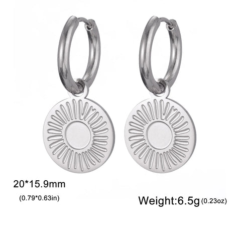 Skyrim Sun Pendant Drop Earrings - Women’s Stainless Steel Gold Color Hoop Earrings - Bohemian Jewelry for New Year Gifts - Wholesale Available