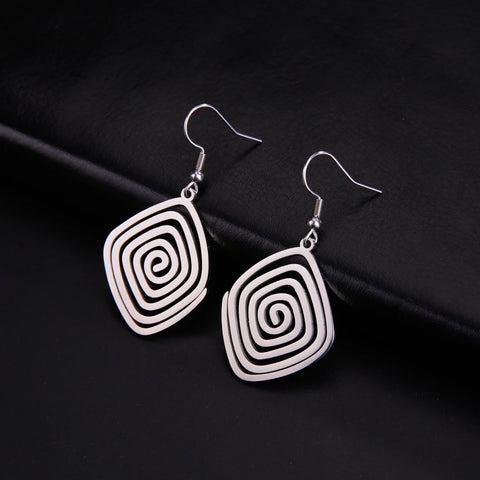 Skyrim Irregular Spiral Swirl Drop Earrings in Gold - Stainless Steel Geometric Jewelry for Women