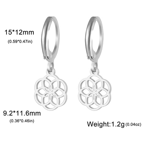 Flower of Life Drop Earrings - Stainless Steel Sacred Geometry Jewelry for Women and Girls