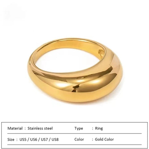 SUNIBI Simple Stainless Steel Arc Rings for Women - Elegant Geometric Jewelry for Couples