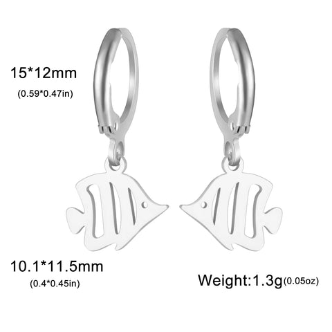 Skyrim Fashion Women Girls Stainless Steel Earrings - Heart Cross Flower Turtle Sun Pendant Hoop Earrings Jewelry Gift Wholesale