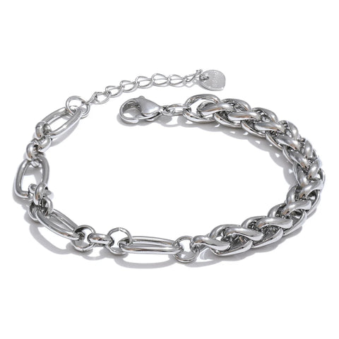 Yhpup Fashion Stainless Steel Metal Chain Statement Bracelet Bangle - 18K Gold Waterproof Plated Jewelry for Women