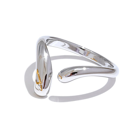 Yhpup Minimalist Stainless Steel Open Chic Adjustable Ring - 18K Golden Fashion Jewelry