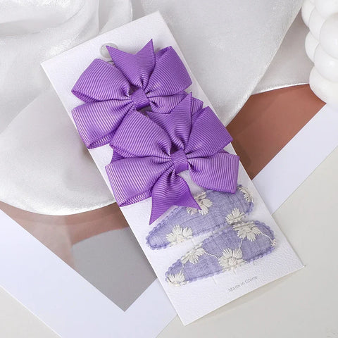 Set van 4 schattige BB-clips en strikken voor babymeisjes - handgemaakte haaraccessoires 