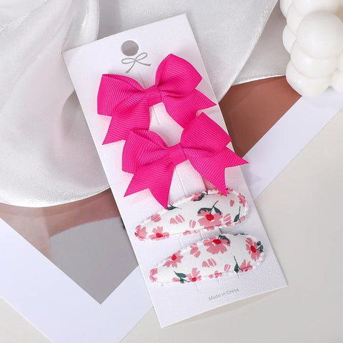 Set van 4 schattige BB-clips en strikken voor babymeisjes - handgemaakte haaraccessoires 