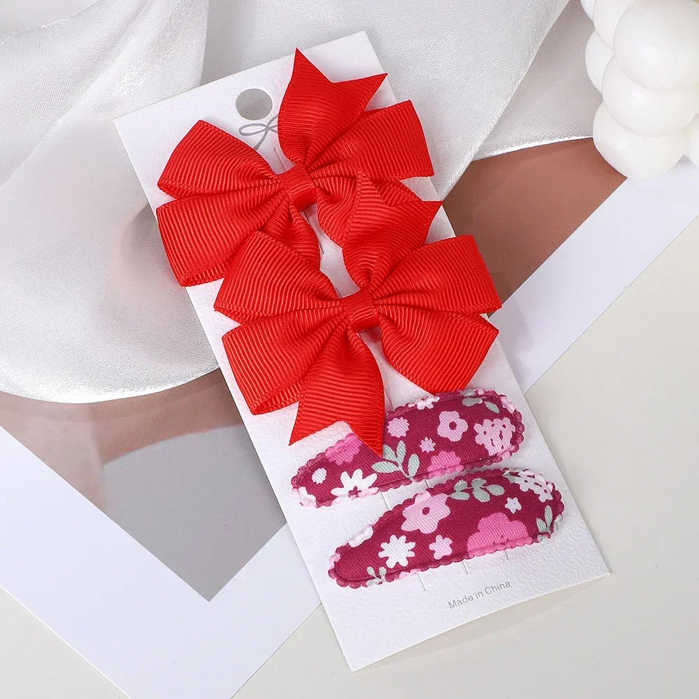 Set van 4 schattige BB-clips en strikken voor babymeisjes - handgemaakte haaraccessoires 