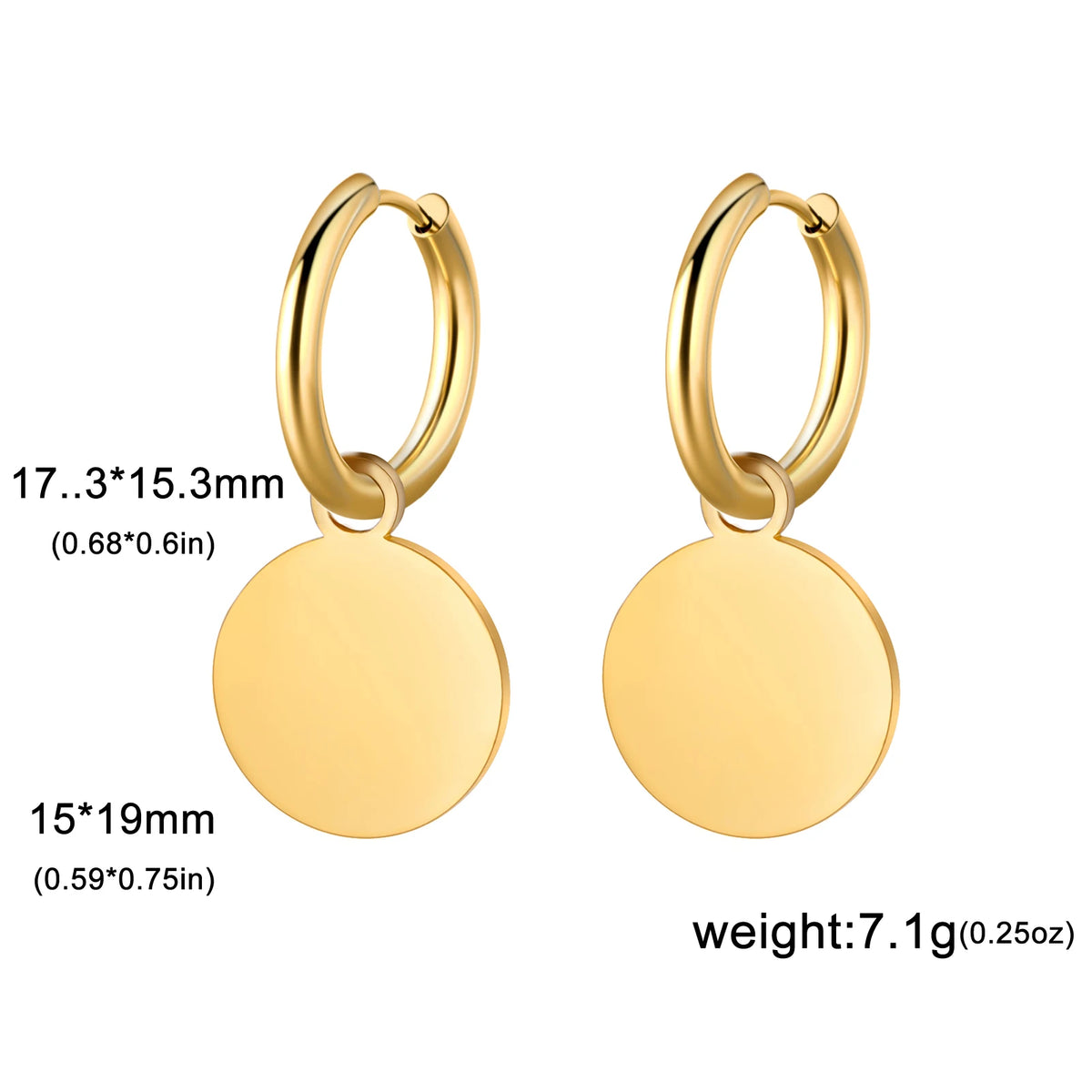 Skyrim Round Pendant Drop Earrings for Women - Minimalist Stainless Steel Hoop Jewelry Gift