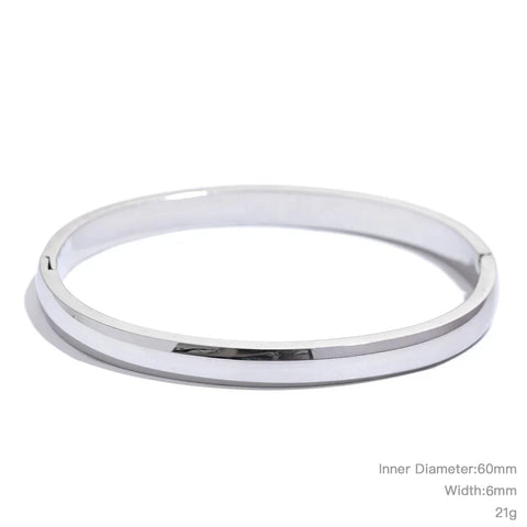 Yhpup 60mm Waterproof 316L Stainless Steel Round Smooth Bracelet Bangle - Minimalist 18k Gold Charm Jewelry for Women
