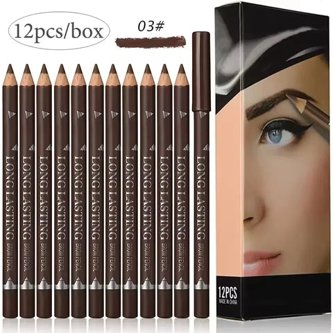 Waterproof Eyebrow Pencil Set – 6/12 Pcs Natural Black Brown