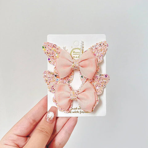 Rainbow Bows 3.15'' Glitter Butterfly Hair Clips for Women and Girls – Cute Barrettes for Kids