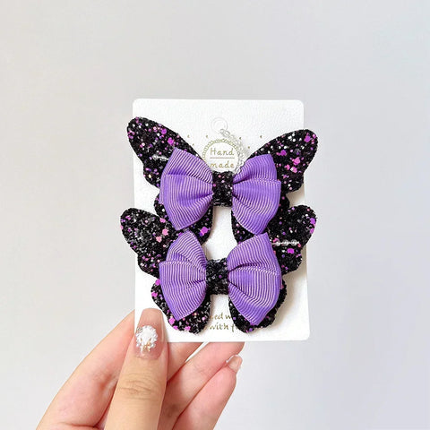 Rainbow Bows 3.15'' Glitter Butterfly Hair Clips for Women and Girls – Cute Barrettes for Kids