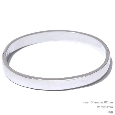 Yhpup 60mm Waterproof 316L Stainless Steel Round Smooth Bracelet Bangle - Minimalist 18k Gold Charm Jewelry for Women