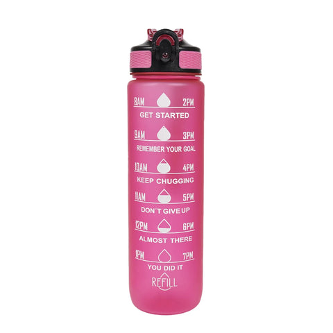 Gradient Color 1000ml Plastic Water Bottle with Straw - Leak-Proof Sports Bottle for Outdoor Adventures
