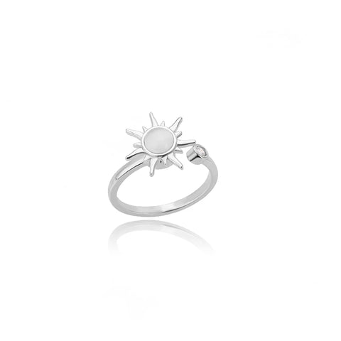 Zircon Rotatable Four Leaf Clover Anxiety Rings for Women - Stainless Steel Fidget Spinner Ring - Aesthetic Jewelry Gift