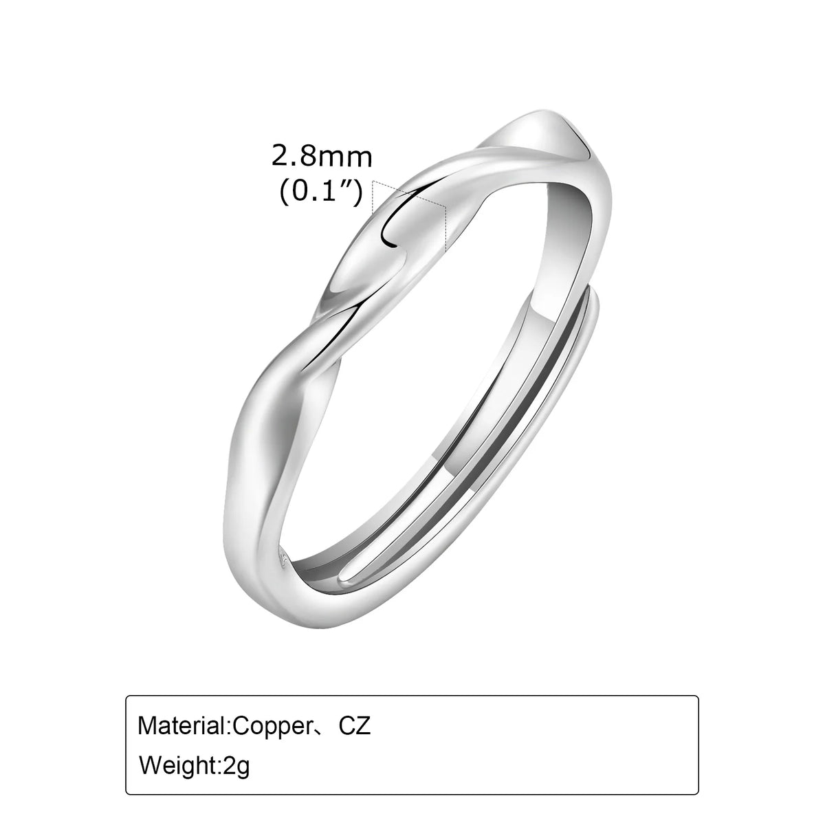 Men's Simple Twisted Adjustable Minimalist Wedding Ring - Unisex Mobius Design