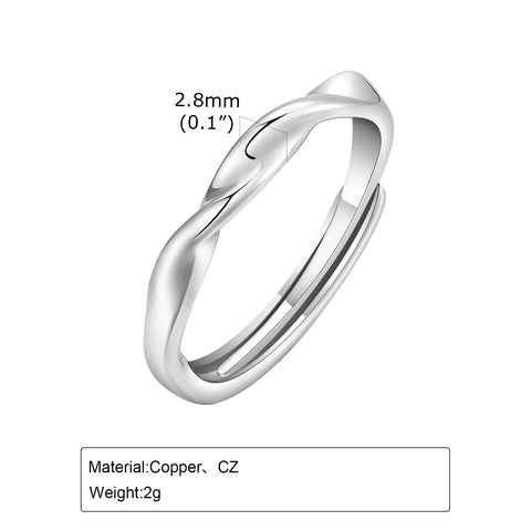 Men's Simple Twisted Adjustable Minimalist Wedding Ring - Unisex Mobius Design