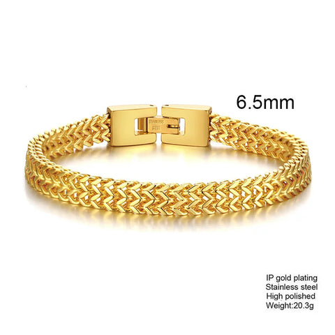 Stylish Stainless Steel Bali Foxtail Chain Bracelet for Men - Double Franco Link Chain Bracelet