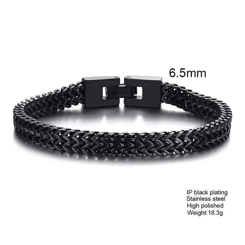 Stylish Stainless Steel Bali Foxtail Chain Bracelet for Men - Double Franco Link Chain Bracelet