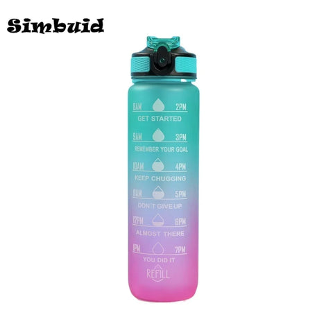 Gradient Color Sports Bottle with Time Scale – 600ML/750ML/1000ML Portable Fitness Mug