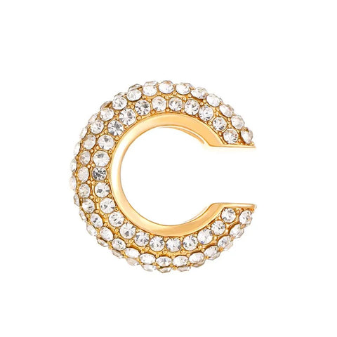 Gold C Shape Round Cartilage Clip Earrings for Women - Luxury Crystal Geometric Ear Cuff Jewelry