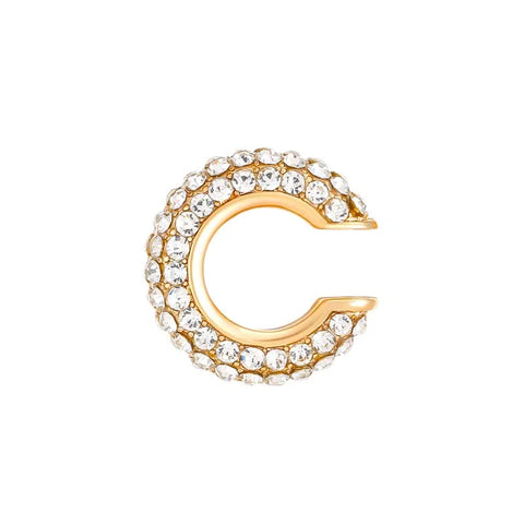 Gold C Shape Round Cartilage Clip Earrings for Women - Luxury Crystal Geometric Ear Cuff Jewelry