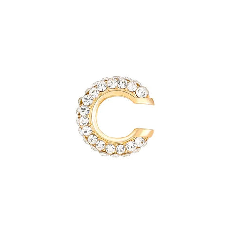 Gold C Shape Round Cartilage Clip Earrings for Women - Luxury Crystal Geometric Ear Cuff Jewelry