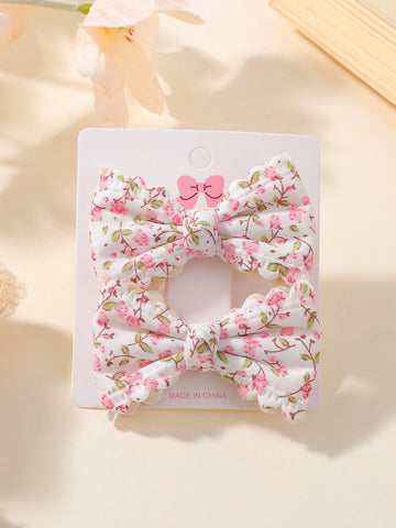 2 stuks/set bloemenprint kinderhaarspeldjes met strikken voor babymeisjes - handgemaakte katoenen haarspeldjes 