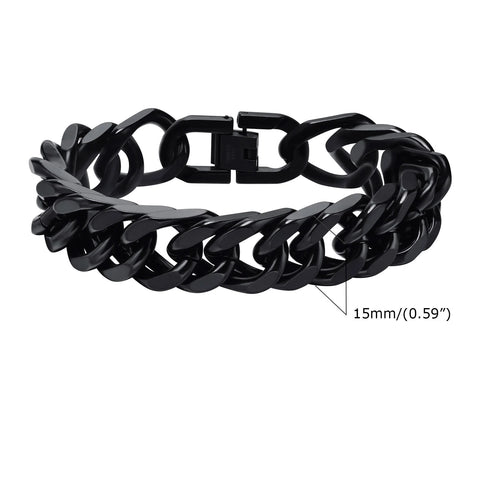 Stylish Double Curb Chain Bracelets for Men and Boys - Stainless Steel Miami Link Wristband