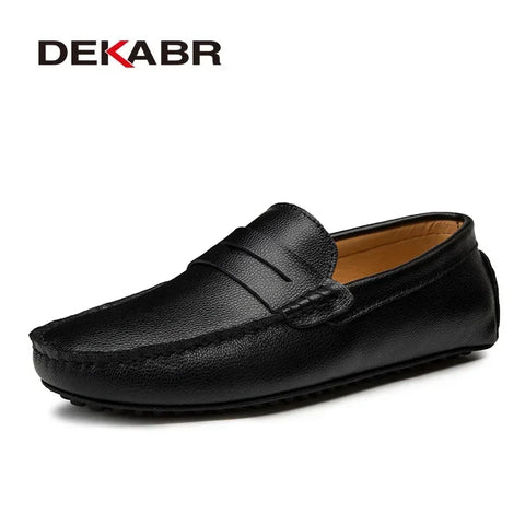 DEKABR Grote maten heren loafers - Echte leren modieuze bootschoenen