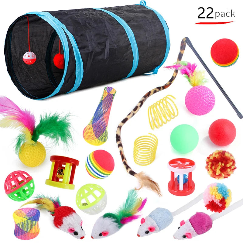 Interactive Cat Toys Tunnel and Balls - Foldable Mouse Shape Tent for Fun Playtime
