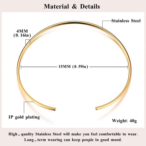 Adjustable Open Collar Choker Necklace for Women | Simple Stainless Steel Jewelry
